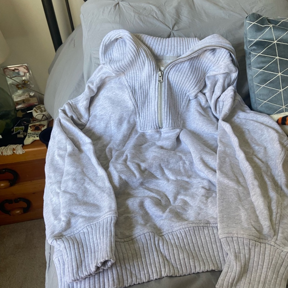 Aerie light gray collared sweatshirt size medium